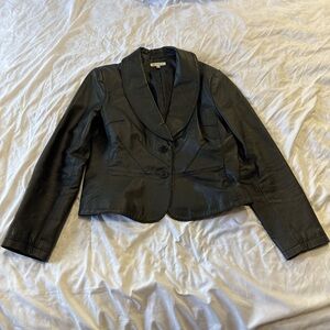 Vintage Y2K Yvonne Marie Elegant Black Women's Leather Jacket Blazer